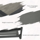 easycomfort easycomfort set da giardino con 6 sedie impilabili in tessuto a rete e tavolo effetto legno grigio