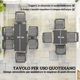 easycomfort easycomfort set da giardino con tavolo allungabile e 6 sedie impilabili con cuscini grigio