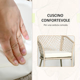 easycomfort easycomfort set da giardino in rattan con 2 poltroncine con cuscini e tavolino da caffe in vetro khaki