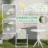 easycomfort easycomfort set da giardino per bambini 2 5 anni con tavolino rotondo 2 sedie pieghevoli e un ombrellone bianco