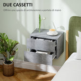 easycomfort easycomfort set di 2 comodini sospesi con 2 cassetti moderni e salvaspazio 40x29x30 cm grigio cemento