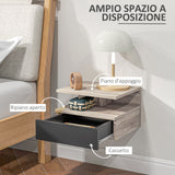 easycomfort easycomfort set di 2 comodini sospesi moderni con cassetto e mensola superiore 35x32x22 5cm rovere e nero