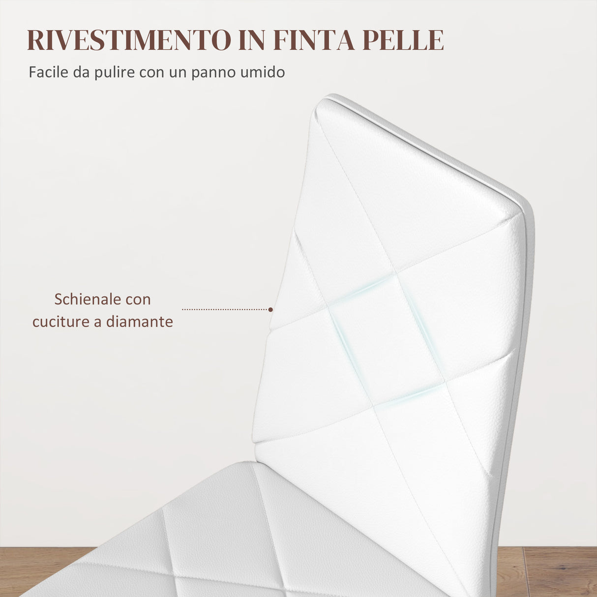 easycomfort easycomfort set di 2 sedie da pranzo moderne con schienale alto in finta pelle e acciaio 41x50x97 cm bianco