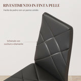 easycomfort easycomfort set di 6 sedie da pranzo moderne con schienale alto in finta pelle e acciaio 41x50x97 cm nero