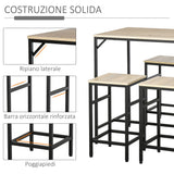 easycomfort easycomfort set tavolo alto con 4 sgabelli stile industriale in metallo e legno rovere chiaro