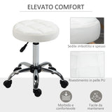 easycomfort easycomfort sgabello girevole rotondo con ruote altezza regolabile e rivestimento in finta pelle bianco
