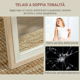 easycomfort easycomfort specchio moderno a figura intera da parete e autoportante 37x157 cm bianco e legno