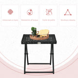 easycomfort easycomfort tavolino da giardino pieghevole salvaspazio in rattan sintetico e acciaio 40x40x40cm nero
