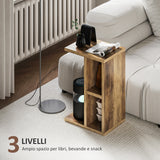easycomfort easycomfort tavolino da salotto a c con 3 ripiani e 2 scomparti aperti salvaspazio 40x30x60 cm marrone