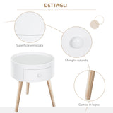 easycomfort easycomfort tavolino da salotto moderno in legno tavolino rotondo con cassetto tavolino da caffe per soggiorno e camera bianco ean 8054111846318