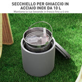 easycomfort easycomfort tavolino multiuso con secchiello ghiaccio e coperchio in cemento e acciaio inox 37 5x43 5 cm grigio chiaro