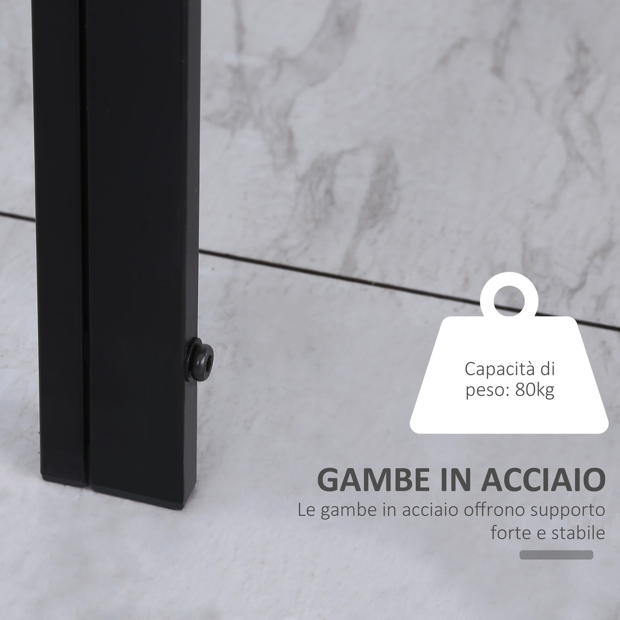 easycomfort easycomfort tavolo da cucina per 4 persone in metallo e vetro temperato 120x60x75 cm nero