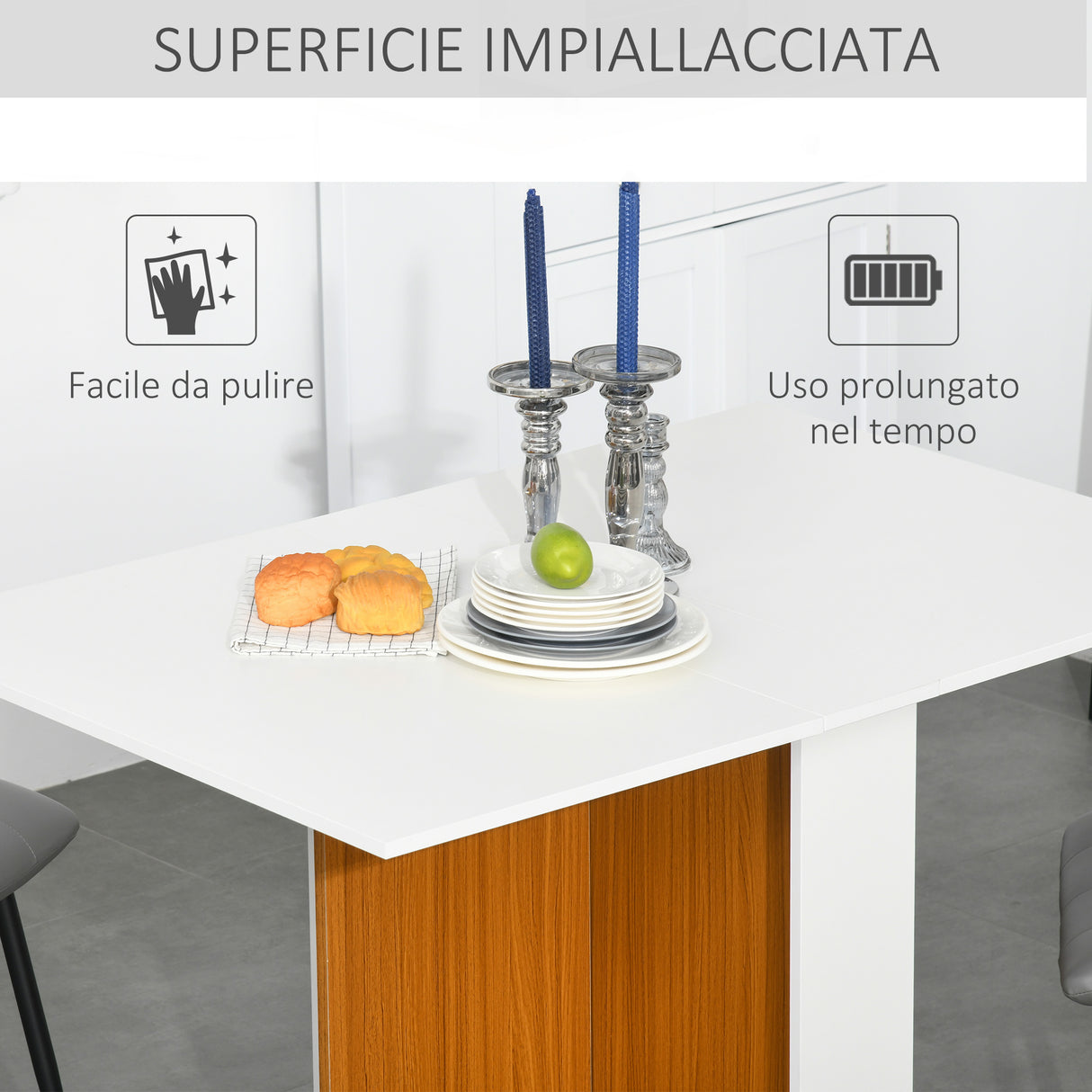 easycomfort easycomfort tavolo da pranzo allungabile design moderno tavolo pieghevole salvaspazio con ruote 120 80 73cm ean 8054111846424