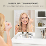 easycomfort easycomfort tavolo da trucco a 3 ripiani e cassetti con specchio e sgabello in truciolato 75x40x137 cm bianco