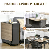 easycomfort easycomfort tavolo pieghevole da pranzo in truciolato con 2 cassetti 1 armadietto max 6 persone 140x76x76 cm