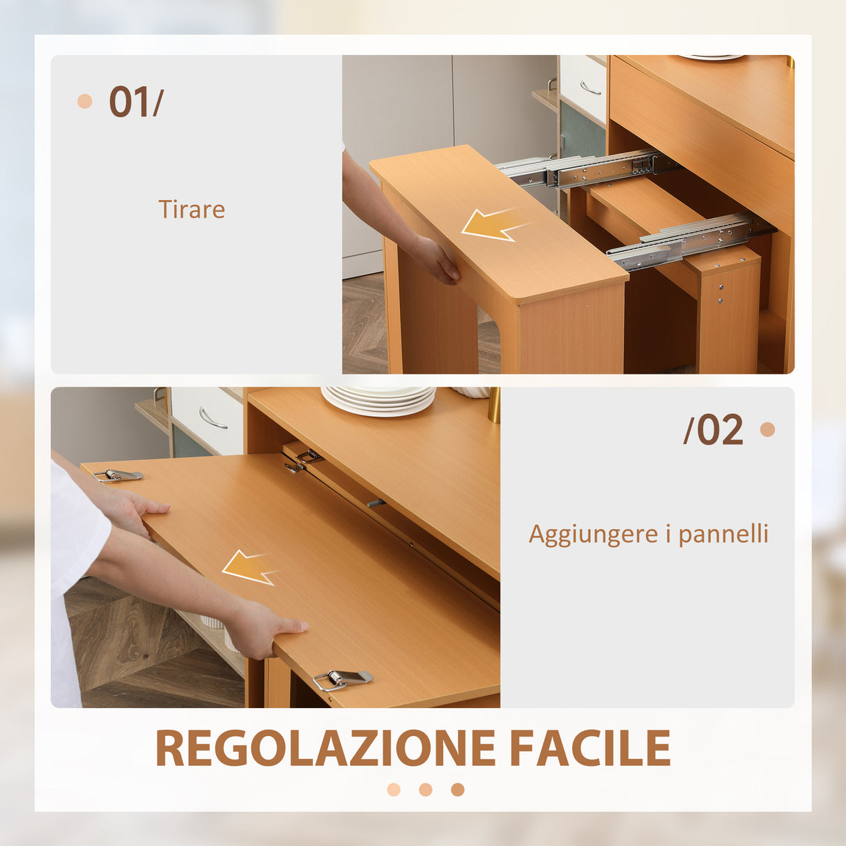 easycomfort easycomfort tavolo pieghevole da pranzo max 5 persone in truciolato e acciaio 84x180x100 cm color legno