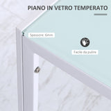 easycomfort easycomfort tavolo rettangolare da 4 persone per cucina e soggiorno tavolo moderno in metallo e vetro temperato 120x60x75 cm bianco