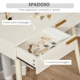 easycomfort easycomfort tavolo trucco con specchio e 2 cassetti per accessori in legno 80x40x123 cm bianco