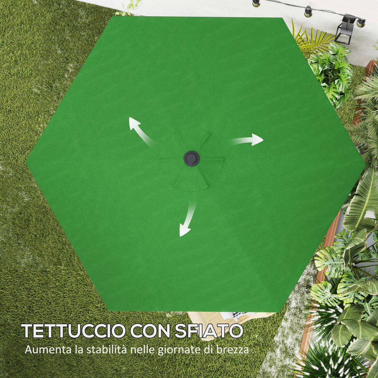 easycomfort easycomfort telo di ricambio per ombrellone 3 m con prese daria per telai in legno e acciaio verde