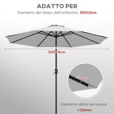 easycomfort easycomfort telo per ombrellone da 295 cm in poliestere bianco resistente allacqua con presa daria superiore