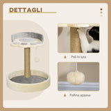 easycomfort easycomfort tiragraffi per gatti con lettini corda in juta e peluche 41x41x44 cm grigio e beige