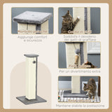 easycomfort easycomfort tiragraffi per gatti con pallina palo in sisal e rivestimento in peluche 41x41x81 cm grigio