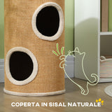 easycomfort easycomfort torre tiragraffi per gatti a 2 livelli in sisal con casette in peluche per 1 2 gatti marrone