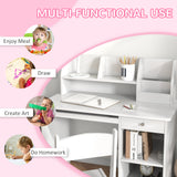 easycomfort easycomfortzonekiz banco scuola e sedia per bambini da 5 8 anni con scaffale e mensola estraibile in legno bianco