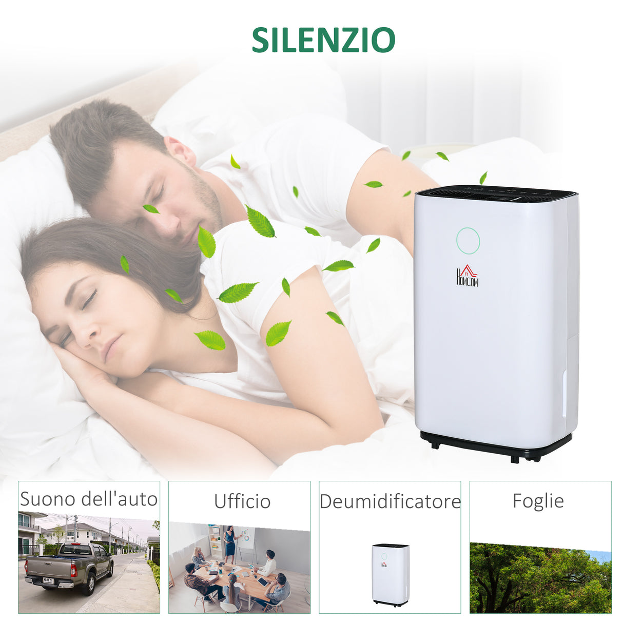 easycomfort deumidificatore da 20l 3 modalita e 2 velocita timer 24h design silenzioso 33.5x23x57cm bianco