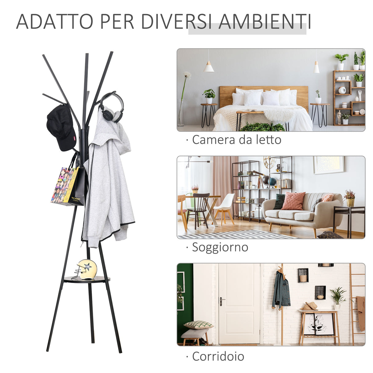 easycomfort easycomfort appendiabiti da terra verticale moderno per ingresso 45x45x180cm nero ean 8054111840163