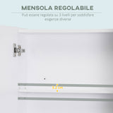 easycomfort easycomfort armadietto a specchio rettangolare montato a parete con credenze e ripiano regolabile in mdf e vetro 60x15x75cm bianco