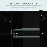 easycomfort easycomfort armadietto con specchio da bagno a parete in mdf con 3 armadietti 3 ripiani e luce led 90x15x65 cm nero