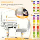 easycomfort easycomfort banco scuola con sedia per bambini 6 12 anni con altezza e inclinazione regolabile grigio