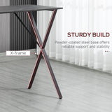 easycomfort easycomfort bancone bar tavolo alto stile industriale effetto marmo legno e acciaio 120x60x102 cm nero