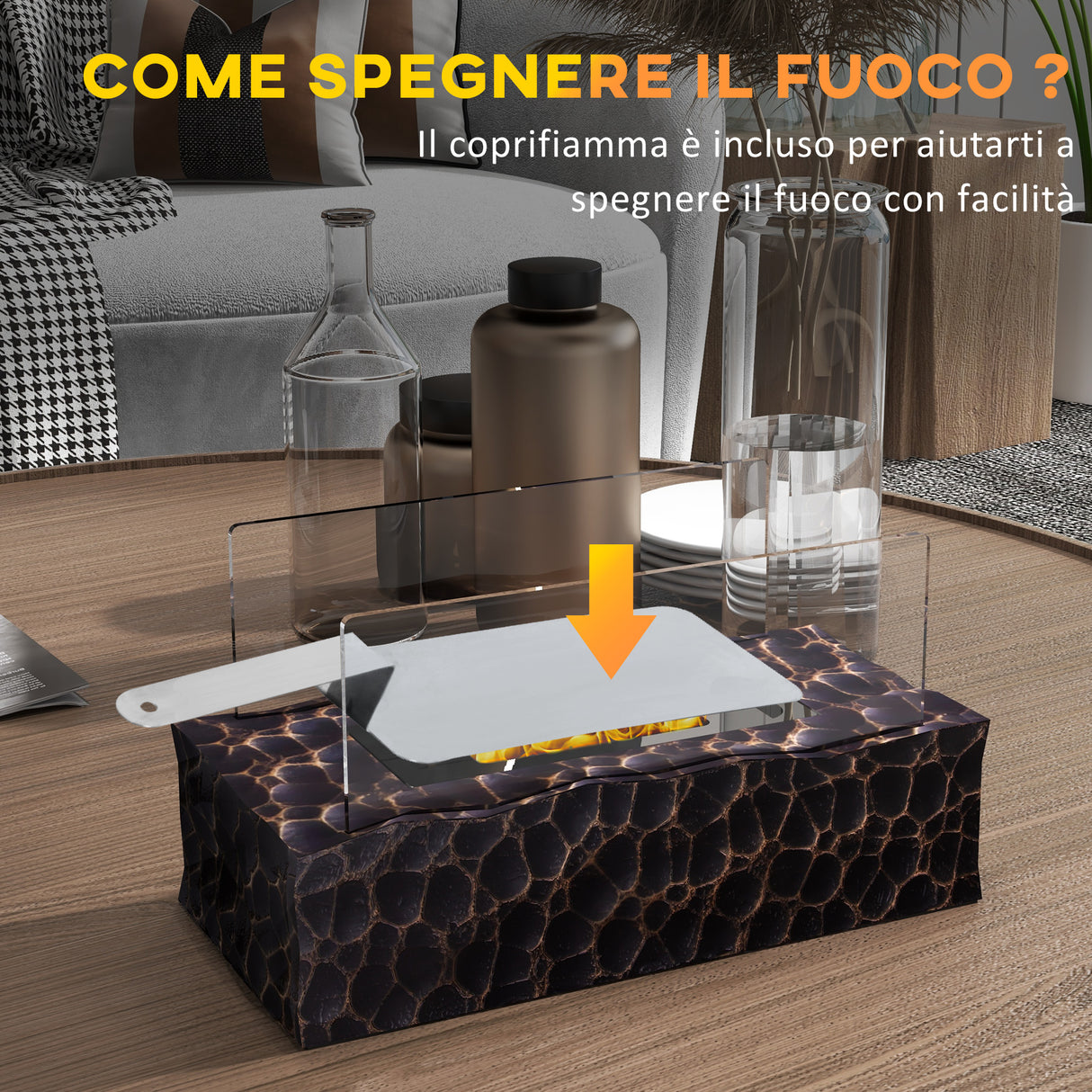 easycomfort easycomfort camino a bioetanolo da tavolo con bruciatore da 1 15l e pannello in vetro 33x16x18cm nero