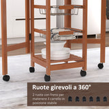 easycomfort easycomfort carrello da cucina con piano in mattonella servizio ausiliare legno metallo cromato 6 ruote cassetto ean 8054144131139
