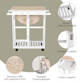 easycomfort easycomfort carrello da cucina pieghevole mobile da cucina salvaspazio con 2 sgabelli 2 cassetti 5 ruote rotazione 360 legno mdf bianco ean 8054144138947