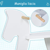 easycomfort easycomfort cavallo a dondolo bambini da 1 3 anni in legno con maniglie e poggiapiedi 68x26 5x48 cm bianco