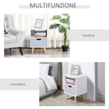 easycomfort easycomfort comodino con cassetto in mdf e legno di pino per camera da letto soggiorno e bagno 40x38x58 cm