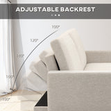 easycomfort easycomfort divano letto 3 posti in tessuto con poggiapiedi e schienale a 5 reclinazioni 213x91x83cm crema