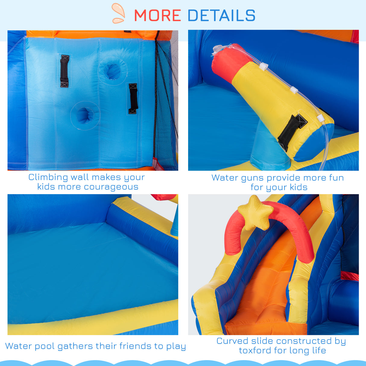easycomfort easycomfort gioco gonfiabile per bambini 3 8 anni a tema spazio con borsa 11 paletti e toppe inclusi 340x270x227 cm