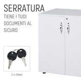 easycomfort easycomfort mobiletto da ufficio multiuso con serratura armadietto per documenti con 2 ante e mensola interna in legno bianco 80x40x80cm