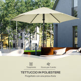 easycomfort easycomfort ombrellone da giardino 2 7x2 5 m in poliestere e metallo con tettuccio inclinabile beige nero