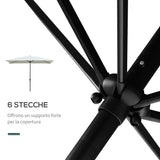 easycomfort easycomfort ombrellone rettangolare 2x3 m da giardino con apertura a manovella e inclinazione regolabile beige