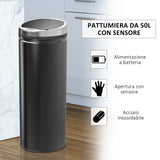easycomfort easycomfort pattumiera automatica con sensore a infrarossi e capacita 50l acciaio inox e plastica nero 30 5x30 5x81 5cm