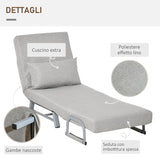 easycomfort easycomfort poltrona letto singolo con schienale reclinabile 5 livelli con cuscino extra tessuto e metallo 73x74x81cm grigio