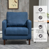 easycomfort easycomfort poltrona moderna in tessuto effetto lino struttura in legno e imbottitura spessa 76x70x87cm blu