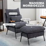easycomfort easycomfort poltrona relax reclinabile con pouf poggiapiedi in velluto a costine grigio