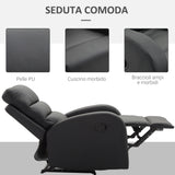 easycomfort easycomfort poltrona relax reclinabile con seduta imbottita e poggiapiedi per casa e ufficio in pelle pu 80x91x102 cm nera ean 8055776911762