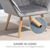 easycomfort easycomfort poltroncina stile nordico in legno ed effetto velluto grigio per soggiorno o ufficio 67x61 5x71 cm
